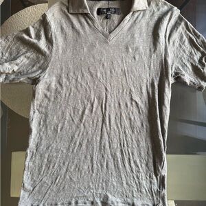 rag & bone Men's V-Neck Polo Shirt - Gray